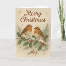 Paire de la carte de Noël Robins