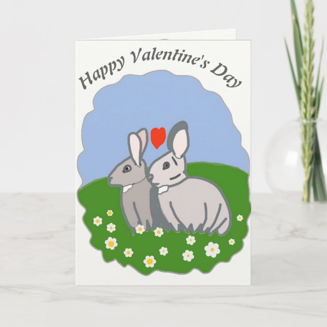 Paire de lapins Carte Saint Valentin (Devant)