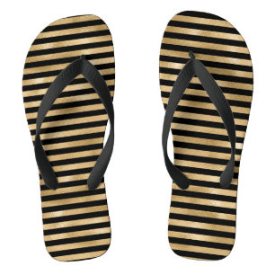 Paire de tongs fille noir et or