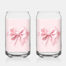 Paire de verres à canette avec nœud rose