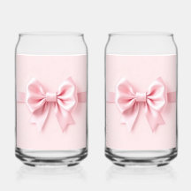 Paire de verres pour canette avec ruban rose