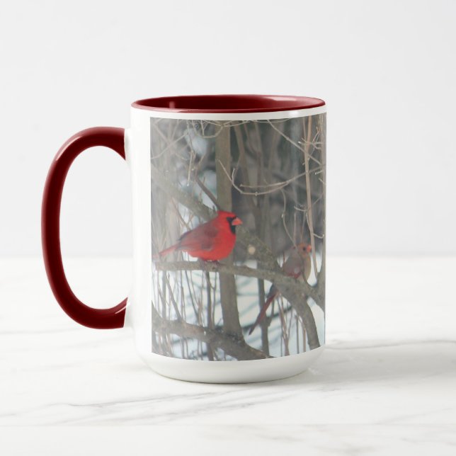 Paire Des Cardinaux Rouges Mug De Noël (Gauche)