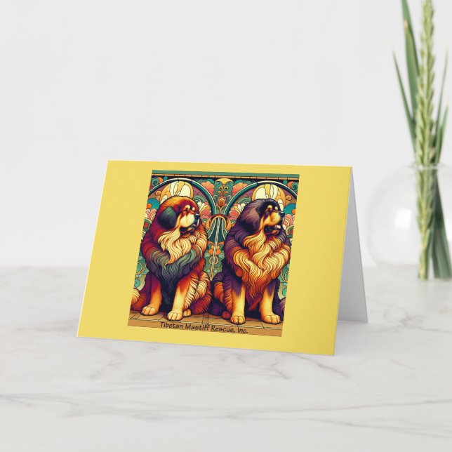 Paire Mastiff Tibétaine (colorée) - Carte blanche (Devant)