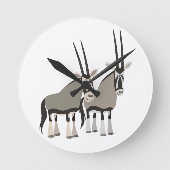 Paire mignonne de caricature Oryxes Horloge murale (Recto)