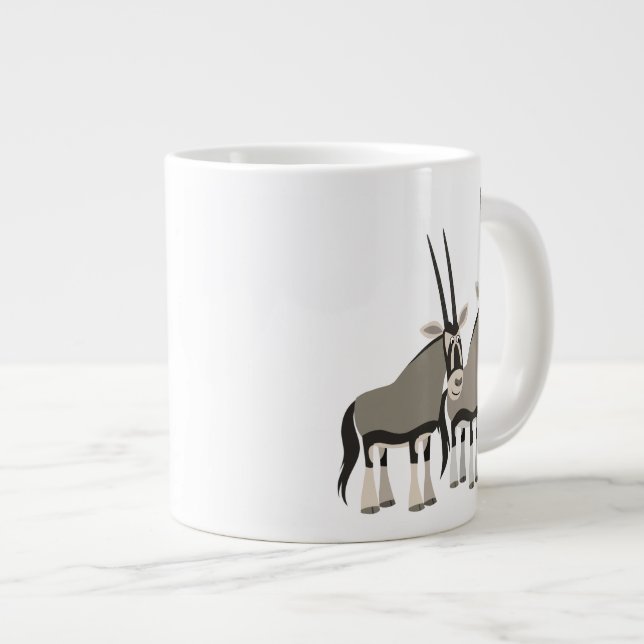 Paire mignonne d'oryxes de caricature Jumbo Mug (Devant droit)