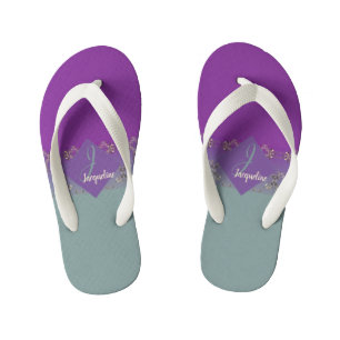 Paire Turquoise de monogramme violet orné de tongs
