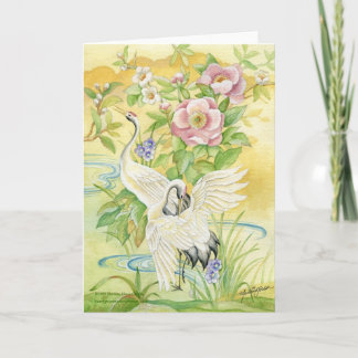 Paires de carte de voeux vierge de grues