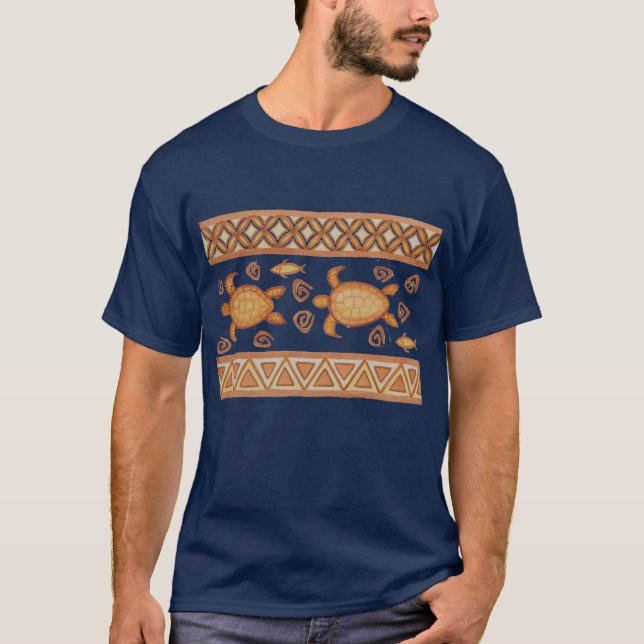 Paires hawaïennes de T-shirt tribal de tortue de (Devant)