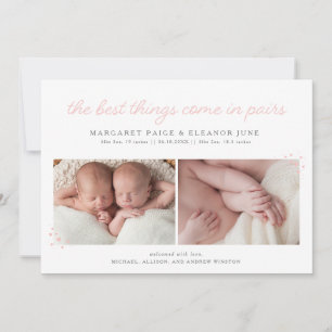 Pairs Faire-part de naissance jumeau avec Coeurs r