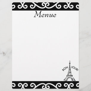 Pairs Menue Paper Customized Letterhead