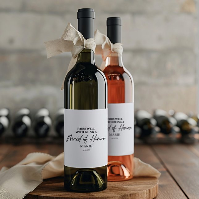Pairs Well With Being A Maid of Honour Proposal Wine Label (Creator Uploaded)