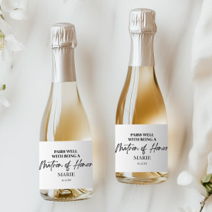 Pairs Well With Being A Matron of Honour Proposal Sparkling Wine Label