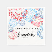 Pairs Well with Fireworks - July 4th Bev Napkin
