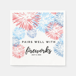 Pairs Well with Fireworks - July 4th Bev Napkin