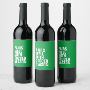 Pairs well with sports funny wine label