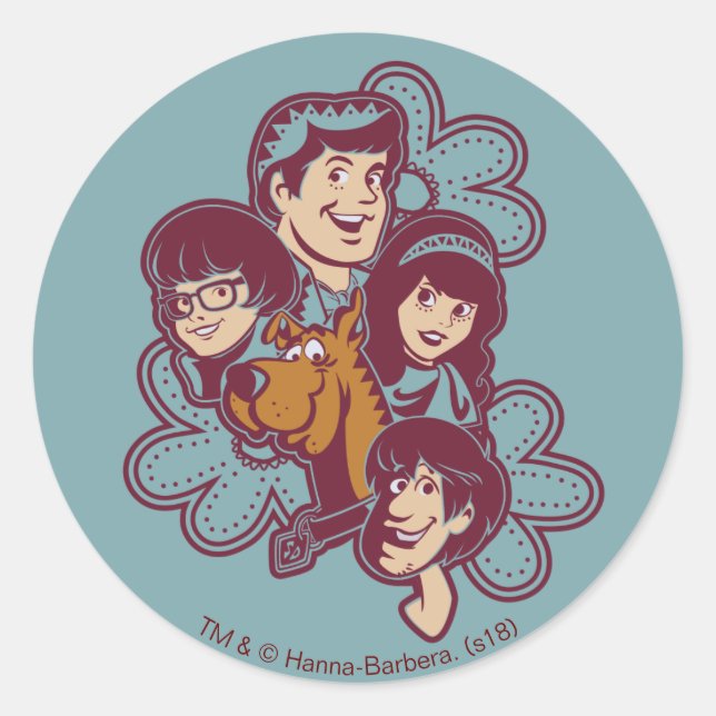 Paisely Flower Scooby-Doo and the Gang Classic Round Sticker (Front)
