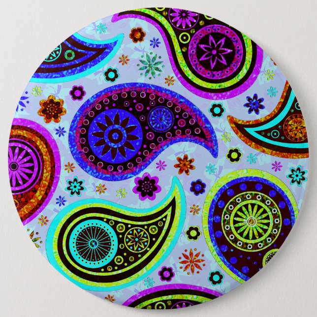 Paisley 2.0-Light Background 6 Inch Round Button (Front)