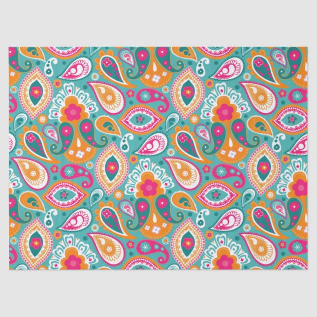 Paisley 70s 60s Boho Retro Tissue Paper (Front)