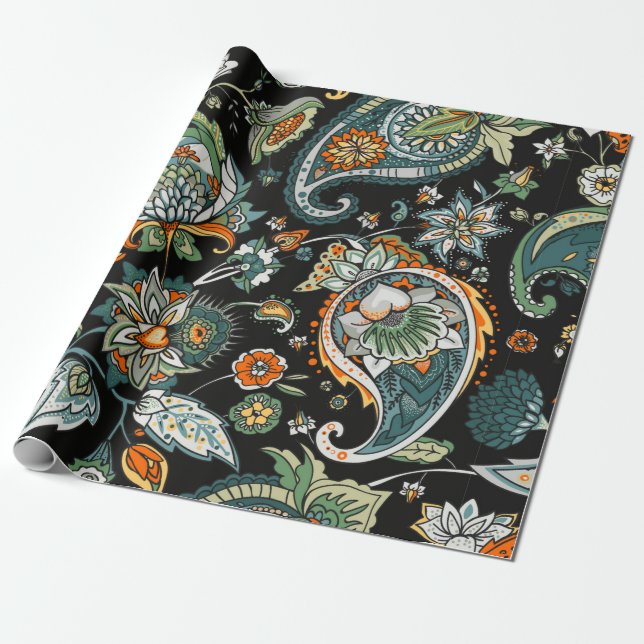 Paisley. A seamless pattern based on the tradition Wrapping Paper (Unrolled)