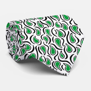 Paisley Abstract 230523 - Grass Green, B&W Tie