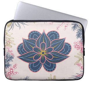 Paisley Art, Intricate Blue and Purple Pattern Laptop Sleeve