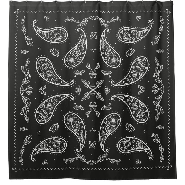 Paisley bandana: black and white print (Front)