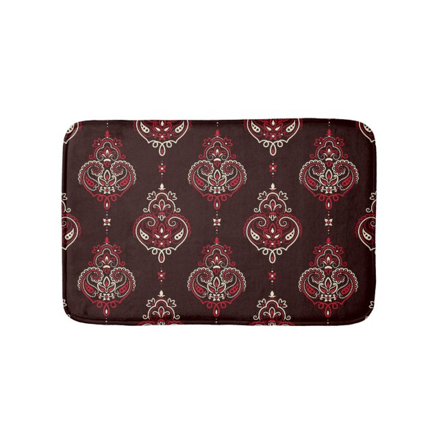 Paisley Bandana: Boho Vintage Print. Bath Mat (Front)