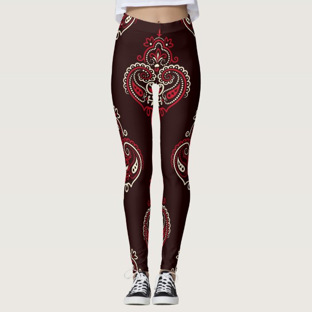 Paisley Bandana: Boho Vintage Print. Leggings (Front)