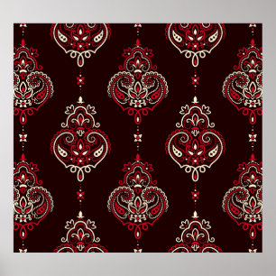 Paisley Bandana: Boho Vintage Print. Poster