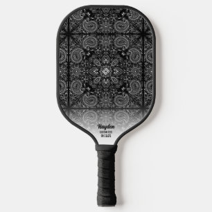 Paisley Bandana Pattern Personalized Name Text Pic Pickleball Paddle