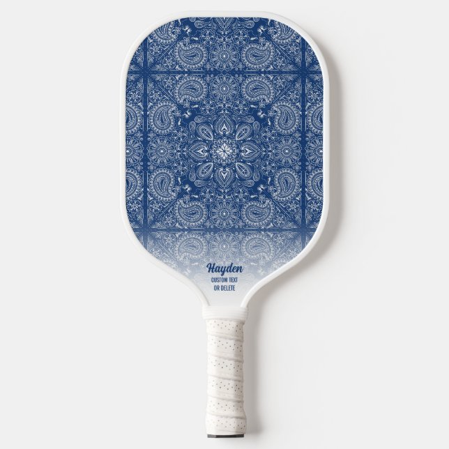 Paisley Bandana Pattern Personalized Name Text Pickleball Paddle (Front)