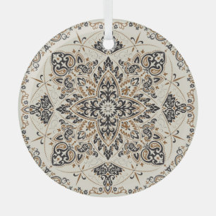 Paisley Bandana Print Silk Design Glass Ornament