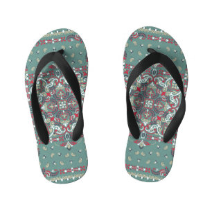 Paisley Bandana Print: Silk Neck Scarf Kid's Flip Flops