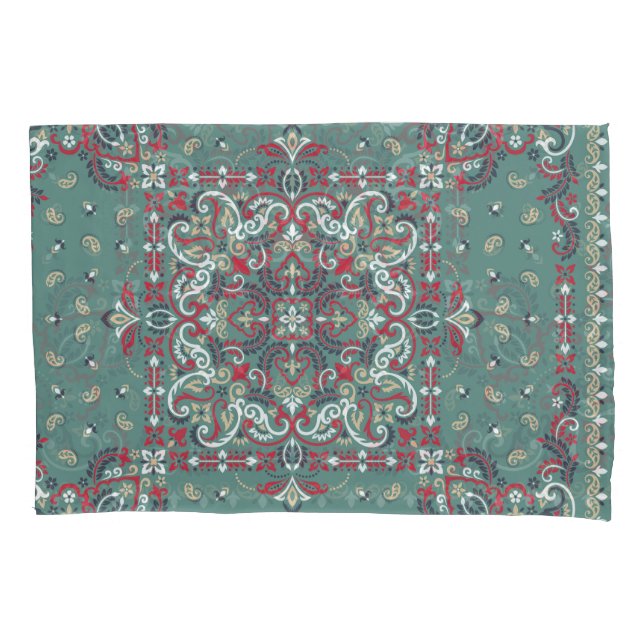 Paisley Bandana Print: Silk Neck Scarf Pillowcase (Front)