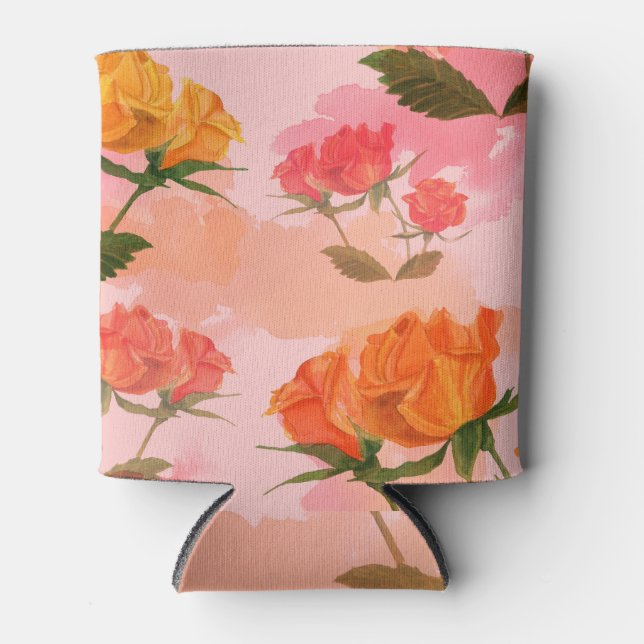 Paisley bandana print, silk scarf design. can cooler (Front)