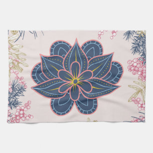 Paisley Beauty, Artistic Blue and Purple Kitchen Towel