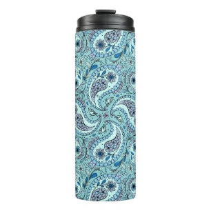 Paisley birds in baby blue thermal tumbler
