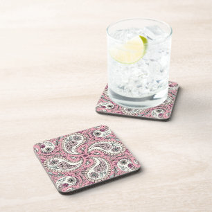 Paisley birds in baby pink coaster