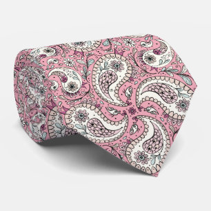 Paisley birds in baby pink tie
