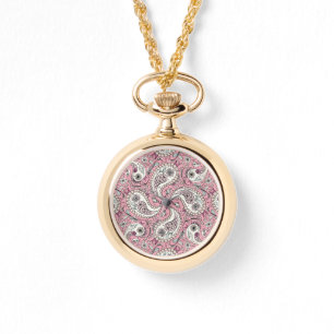 Paisley birds in baby pink watch