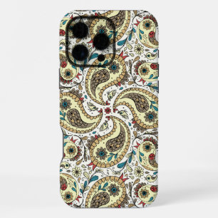 Paisley birds in yellow/brown and white iPhone 16 pro max case