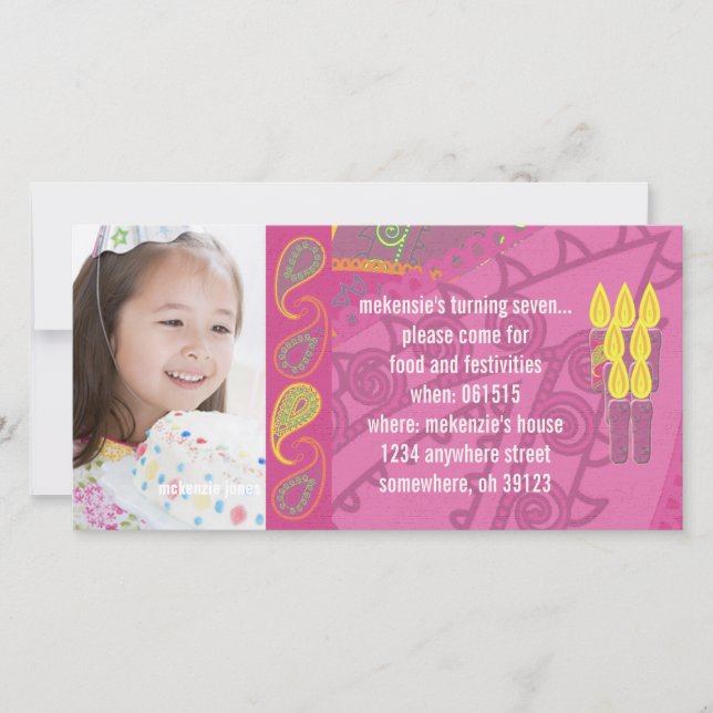 Paisley Birthdy Photo Invitation (Front)