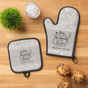 Paisley Blessings personalized family Oven Mitt & Pot Holder Set