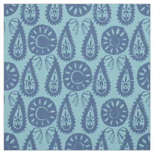 paisley block blue fabric