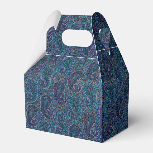 Paisley Blue Indian Boho Art Pattern Favor Box (Front Side)