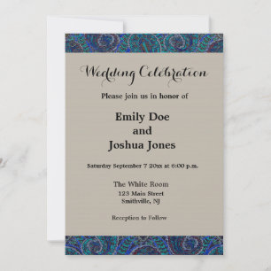 Paisley Blue Indian Boho Art Pattern Invitation