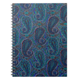 Paisley Blue Indian Boho Art Pattern Notebook
