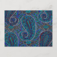 Paisley Blue Indian Boho Art Pattern
