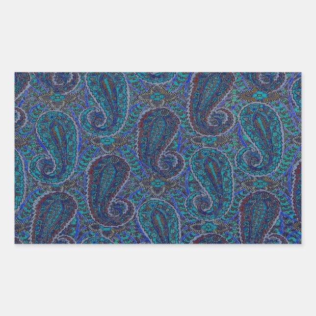 Paisley Blue Indian Boho Art Pattern Sticker (Front)