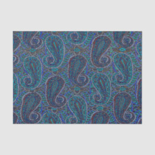 Paisley Blue Indian Boho Art Pattern Tissue Paper